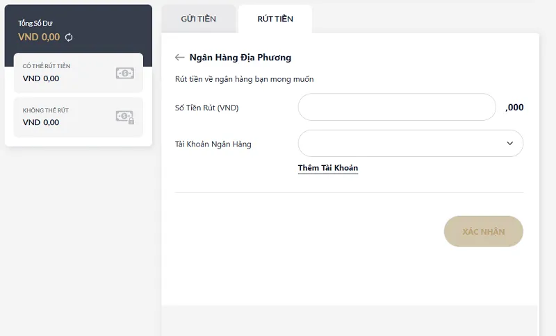 Rút tiền M88 về tài khoản ngân hàng